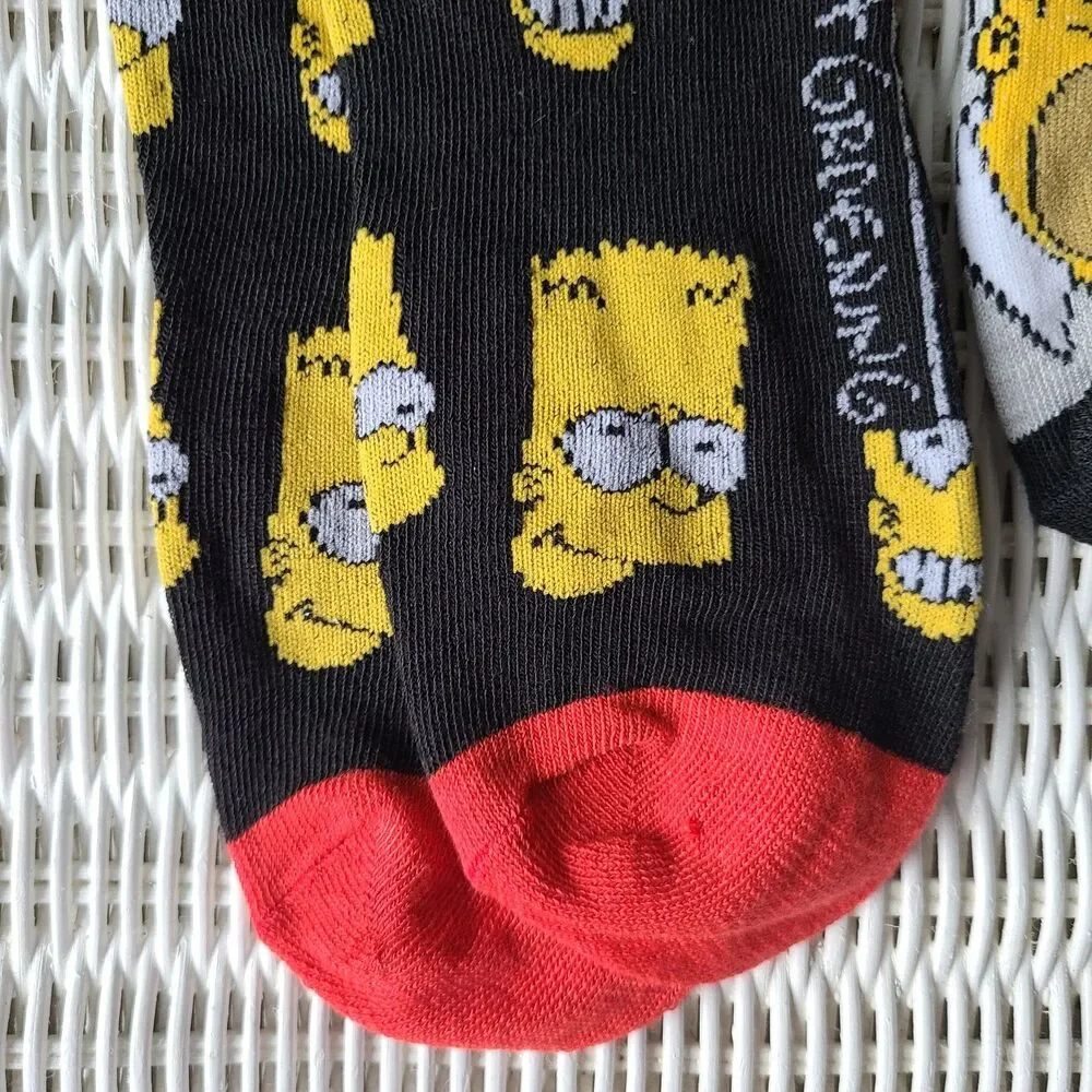 The Simpsons TV Show Bart and Homer Novelty Character Casual Crew Socks for Men